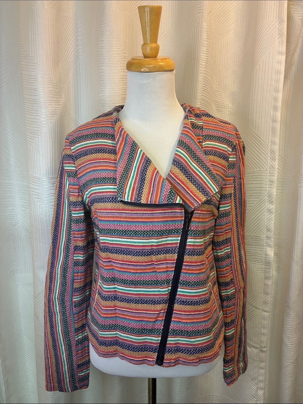 BCNU Striped Multicolor Jacket with Asymmetric Zip